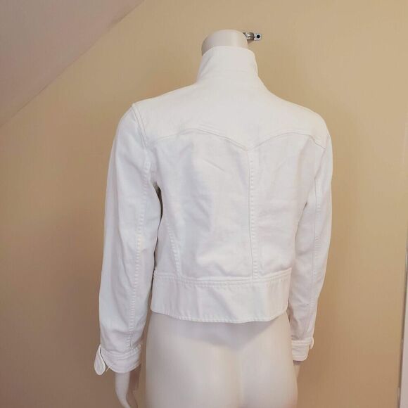Lauren Ralph Lauren Jacket Petite Medium Womens White Denim Embossed Button READ - Picture 5 of 15